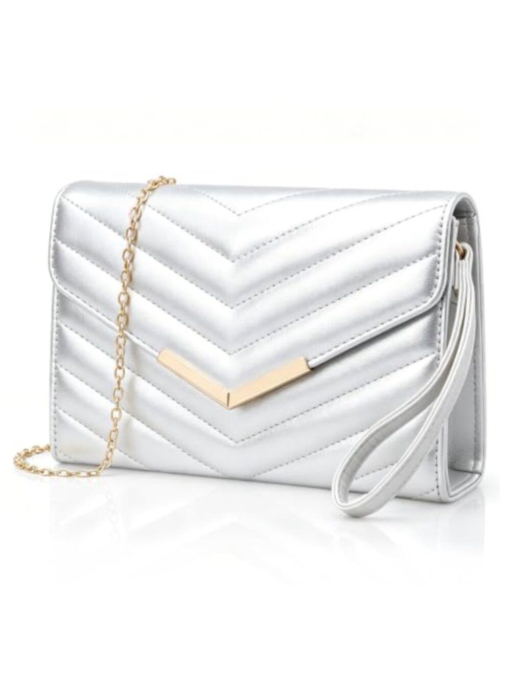 Quilted Evening Clutch Vegan Leather Crossbody Purse